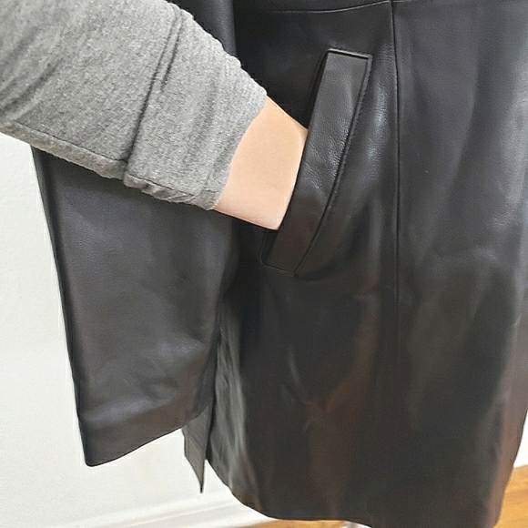 EXIT USA Genuine Leather Button Front Jacket Coat Large - Picture 9 of 12